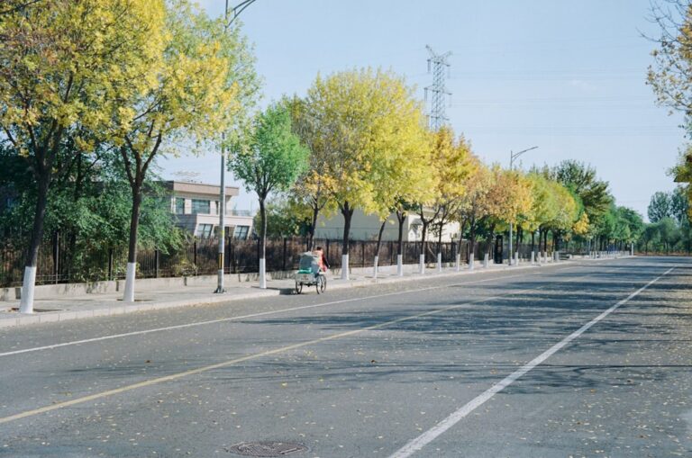Clean, sun-drenched street in a modern suburban neighborhood with attractive homes, representing a thriving community and ...