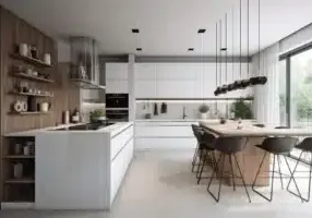 White modern kitchen window house luxury generate ai white modern kitchen window generate ai 1766998690727